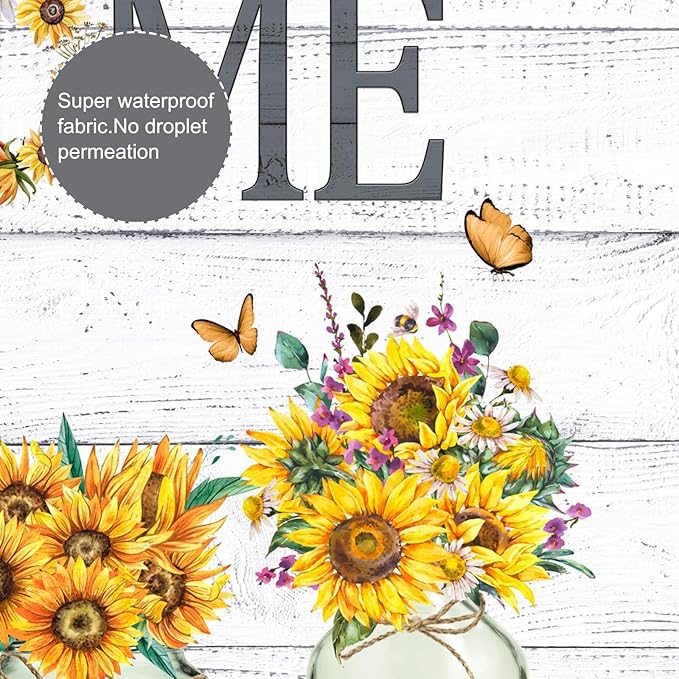 ALEXEX 4 PCS Yellow Sunflower Shower Curtain Set,Home Sweet Bathroom Set with Shower Curtain and Rugs and Accessories,Farmhouse Country Shower Curtain Bathroom Decor with 12 Hooks,72 X 72 Inches