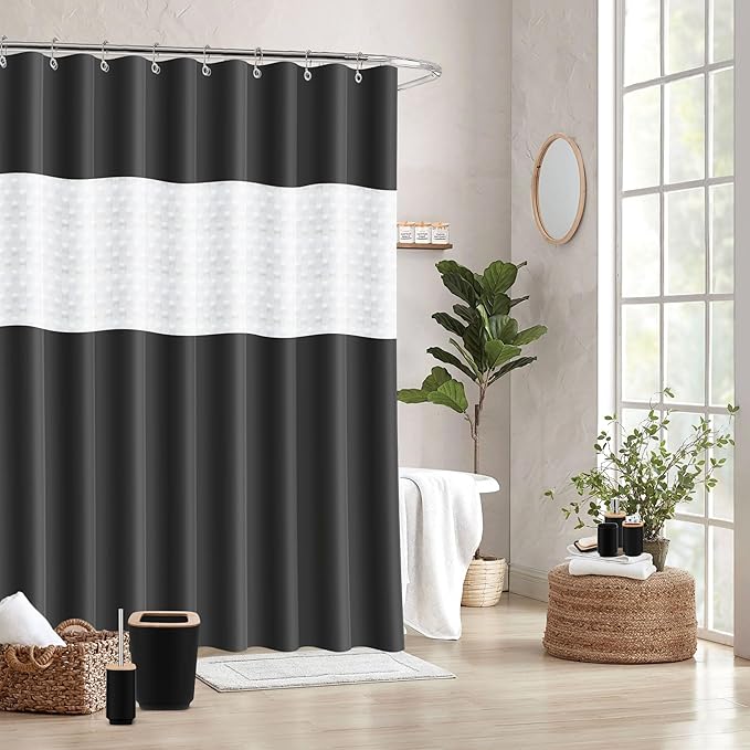 Bathroom Accessories Set,Black Bathroom Set,22 Pieces Bathroom Accessory Set with Shower Curtain,Trash Can for Bathroom Accessories Décor and Home Gifts