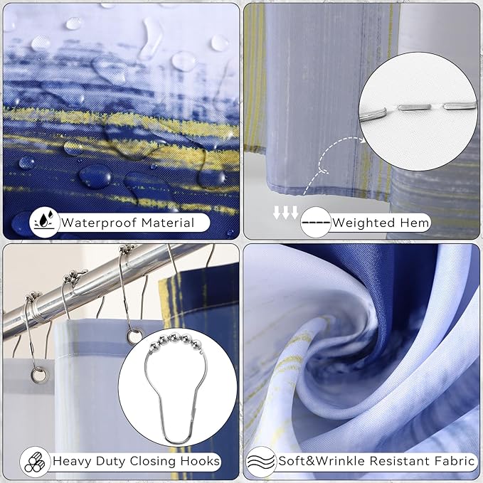 XLHOMO Bathroom Accessories Set - 26PCS Navy Blue Bathroom Set, Bathroom Accessory Set with Shower Curtain and Rugs and Bathtub Mats for Home