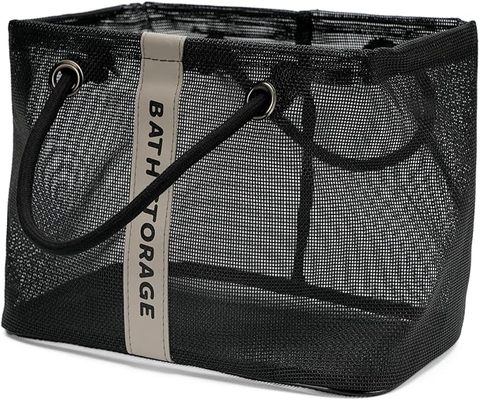 TOPASION Bath Storage Shower Caddy Organizer for Bathroom, College Dorm, Camp, Gym (Small Black)