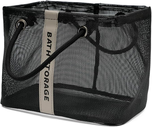 TOPASION Bath Storage Shower Caddy Organizer for Bathroom, College Dorm, Camp, Gym (Small Black)