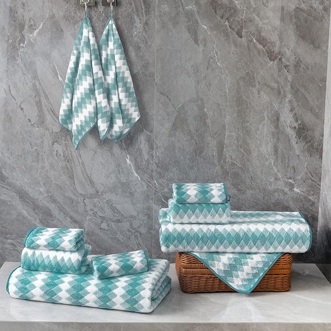 Hand Towels Set 2 Pack-16“x31” Ultra Soft Microfibers Bathroom Towel Set Highly Absorbent Quick Dry Luxury Premium Towel Lightweight Cozy Durable Hand Towel Collection Hotel Spa Gym Kitchen,Aqua