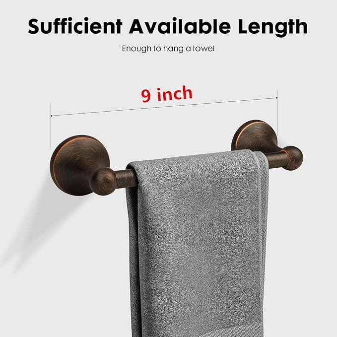 Antique Hand Towel Holder Oil Rubbed Bronze for Bathroom,Towel Bar 9-Inch,Bathroom Accessories Towel Ring, Wall Mounted,Towel Hanger for Bathroom