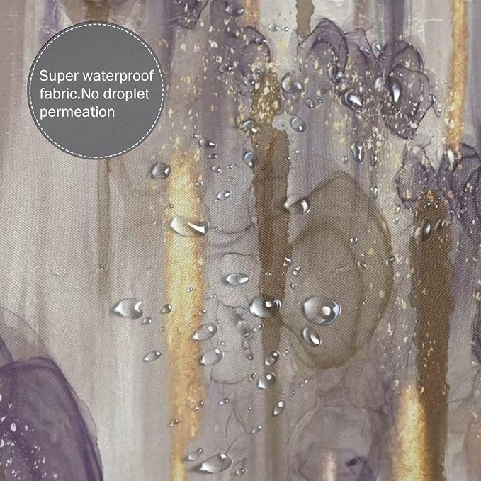 Shower Curtains for Bathroom,Mid Century Modern Brown Gray Purple Gold Beige Shower Curtain Bath Decor Waterproof Bathroom Curtain 72 X 72 Inch