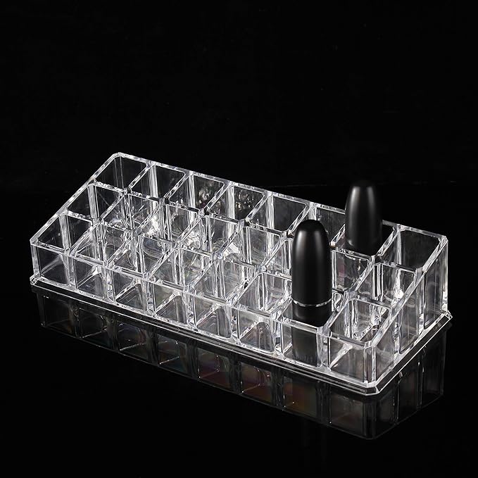 Clear PS Lipstick Organizer for Cosmetic Make Up Holder Crystal 24 Sections B Style