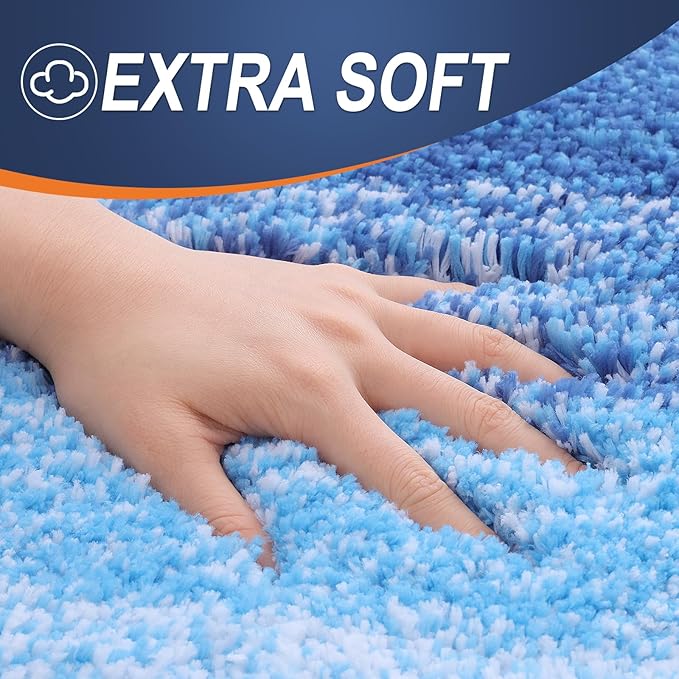 OLANLY Bathroom Runner Rugs 40x24, Extra Soft Absorbent Microfiber Bath Rugs, Rubber Backing, Quick Dry, Washable Bath Mats for Bathroom Floor, Tub and Shower, Home Decor Accessories, Light Royal Blue