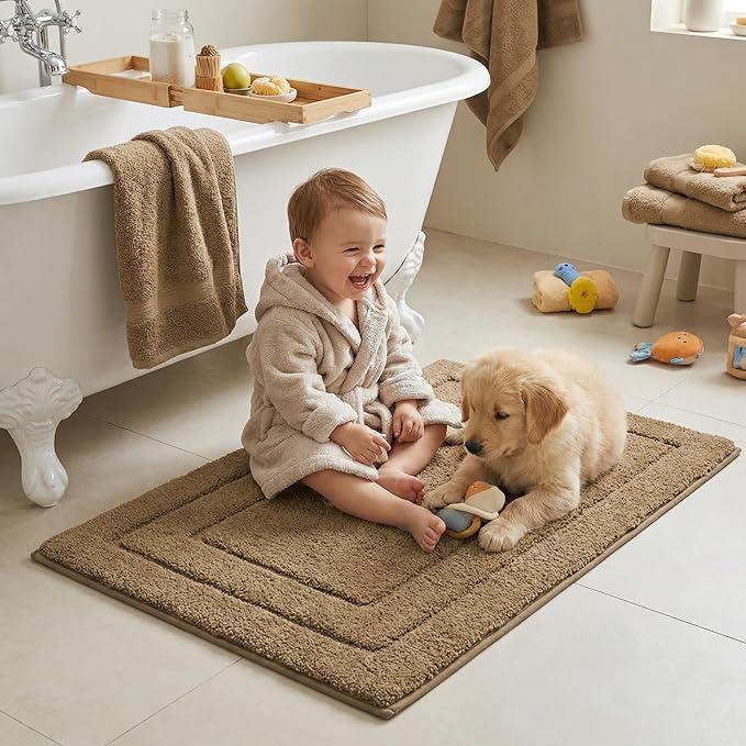 GRANNY SAYS Bathroom Rug Mat, Bath Mats for Bathroom Non-Slip, 24" x 36", Super Soft and Water Absorbent, Microfiber Bath Rugs, Machine Wash Dry, Large Bath Rugs for Floor, Champagne