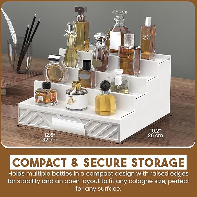 Cologne Organizer for Men - Multi Tier Drawer Organizer & Dresser Organizer Countertop - Perfume Holder | Cologne Stand For Men - Perfume Organizer for Women