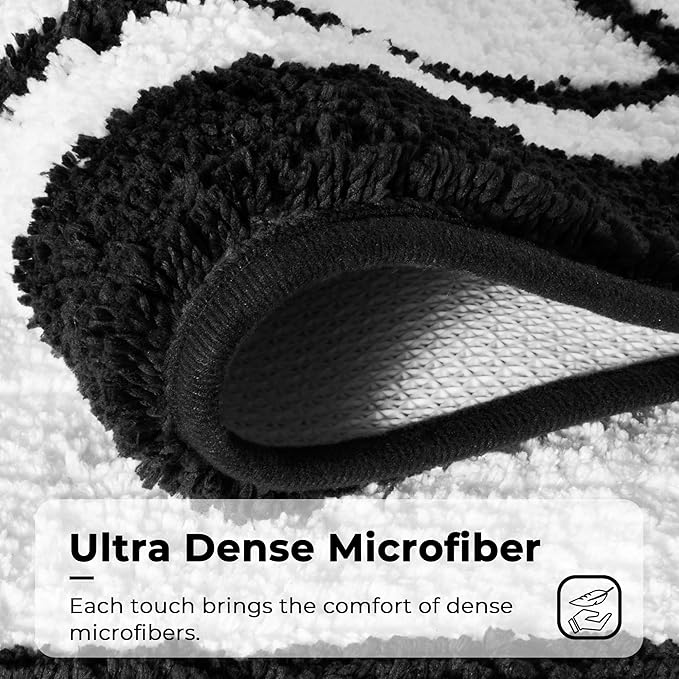GRANNY SAYS Microfiber Bathroom Rugs Non Slip Washable, Water Absorbent Bathrooms Mats for Tub Non Slip, Soft Bath Mats for Floor & Shower, Long Bathroom Rug, 20" x 32", Black Bath Rug
