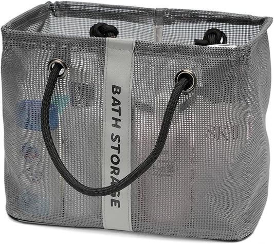 TOPASION Bath Storage Shower Caddy Organizer for Bathroom, College Dorm, Camp, Gym (Small Grey)