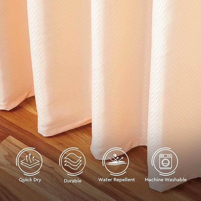Encasa XO Luxury Jacquard Shower Curtain ZZ Peach 72x84 in | Rustproof, Wrinkle-Free, Water-Repellent & Machine Washable | Elegant Heavy Fabric for Bathroom Decor & Bathtub Use