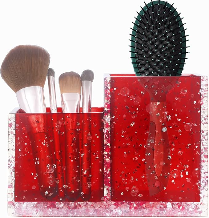 LUANT Vanity Countertop Accessory Oranizer, Holder for Makeup Brush and Teethbrush, Cotton Swabs Balls and Cosmetic Pads Storage, Gift for Mom, Teach, Wife and Girl Friend
