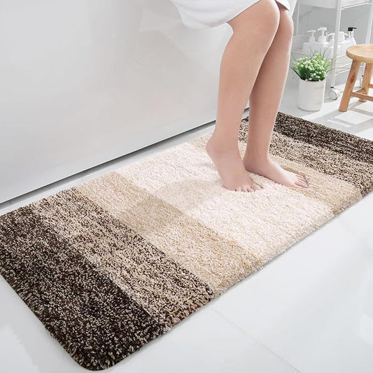 OLANLY Bathroom Rugs Mat 50x30, Extra Soft Absorbent Microfiber Bath Rugs, Rubber Backing, Quick Dry, Machine Washable Bath Mats for Bathroom Floor, Tub and Shower, Home Decor Accessories, Light Brown