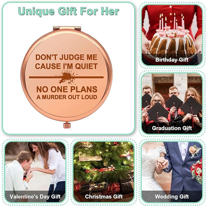 True Crime Lover Gift True Crime Gifts for Women Compact Makeup Mirror Murder Gifts for Women Funny Serial Killer Gift for Friend Folding Makeup Mirror Christmas Birthday