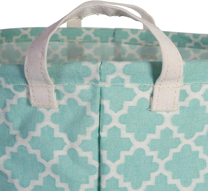 DII Laundy Collection, PE Coated Collapsible Bin, Aqua Lattice, Laundry Hamper