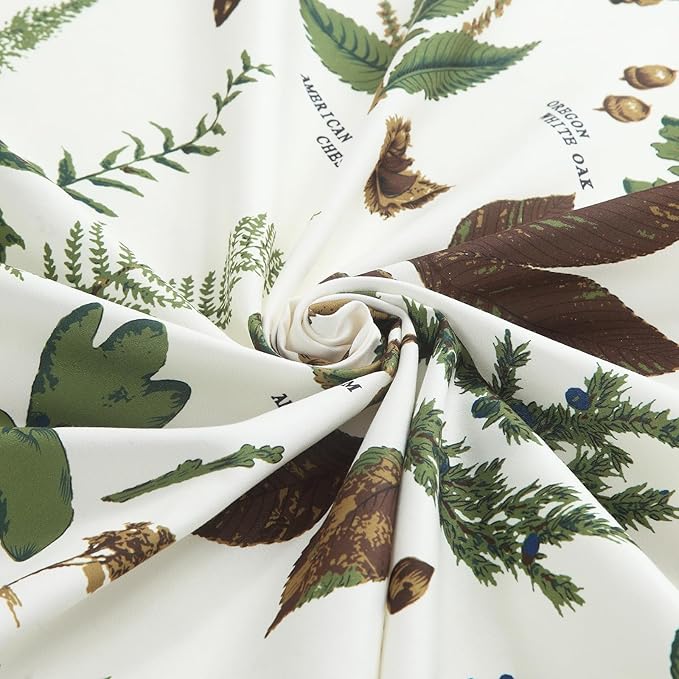 Extra Long Fabric Shower Curtain, Brown and Green Natural Botanical Leaf Pinecone Print Shower Curtains for Bathroom, 72" W x 84" H