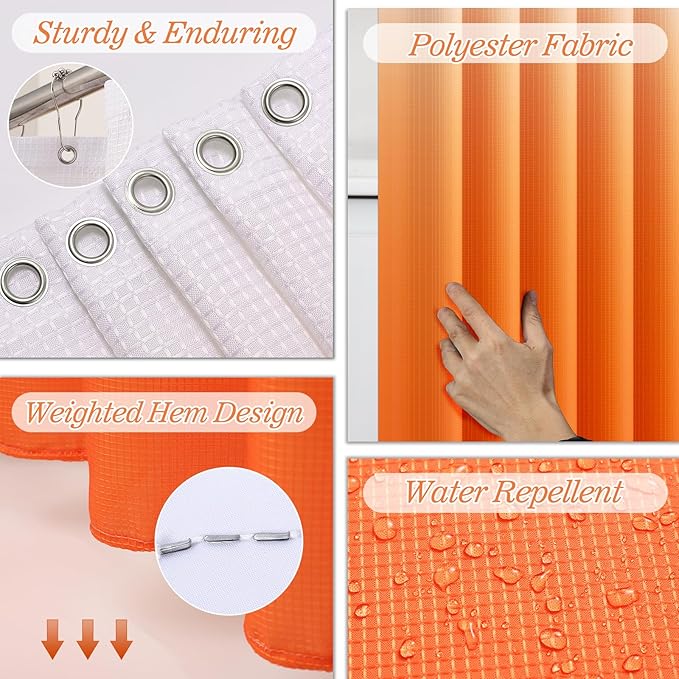 Bathroom Set - 27PC Bathroom Sets with Shower Curtain and Rugs, Orange Bathroom Set, Orange Bathroom Accessories Set with Push-lid Trash Can, Toilet Brush & Soap Dispensers