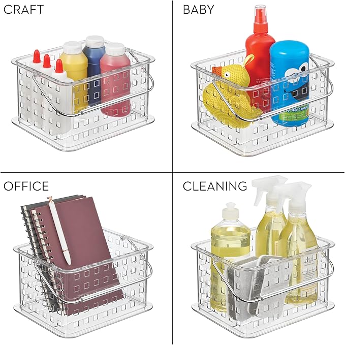 iDesign Small Clear Shower Caddy with Handle, Portable Shower Organizer for Dorm or Bathroom, 6-Pack