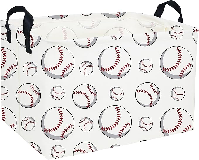 Rectangular Baseball Baskets Easter Gift Basket Empty Kids Storage Bins Baby Boy Basket Kids Toy Storage Bin Organizer Box Room Decor for Home(Neat Baseball)