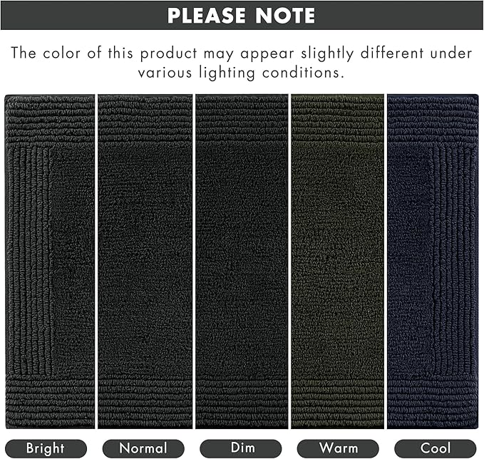 Madison Park Splendor Reversible 100% Cotton Tufted Bathroom Rug-3000 GSM Hotel Quality Luxurious Plush Medium Pile Bath Mat Absorbent, Quick Dry, Shower Room Décor, 24x44 Black