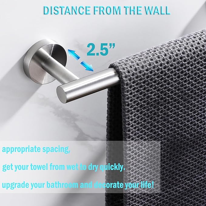 SEIDO Hand Towel Holder with 6.7" Usable Length, 304 Stainless Steel Towel Bar for Bathroom Wall, One-Piece Towel Racks for Bathroom Without Assembly, 9 Inch, Brushed Nickel