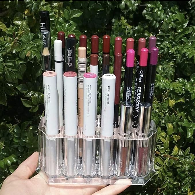 BY ALEGORY Acrylic Eyeliner Organizer & Lip Liner Organizer 26 Space Storage 20 Standard 6 Jumbo Cosmetic Pencil Makeup Display Case Refillable Container (2)