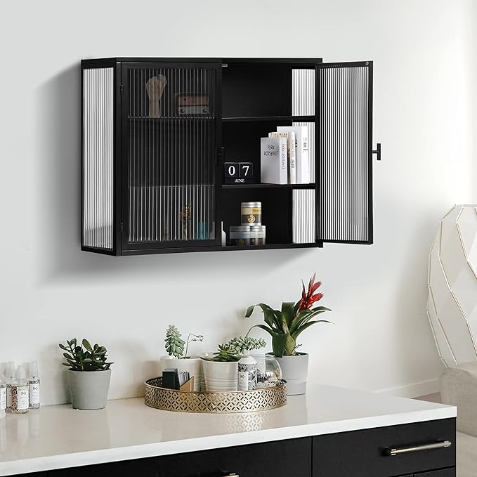 Medicine Cabinet,Medicine Cabinets for Bathroom with Mirror Doors Shelf,Bathroom Cabinet Wall Mounted Wooden Bathroom Storage Cabinet Bathroom Cabinet Kitchen (Black3)