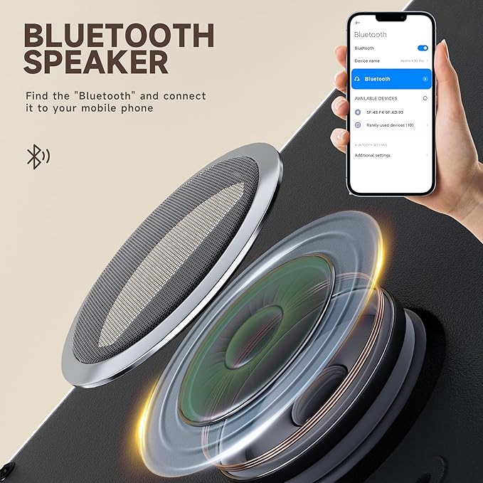 MINISO LED Vanity Mirror with Bluetooth Speaker, 9.8" x 11.8" Makeup Mirror with Lights, Light & Brightness Smart Sensor, Aluminum Alloy Metal White Frame, with 10X Magnifying
