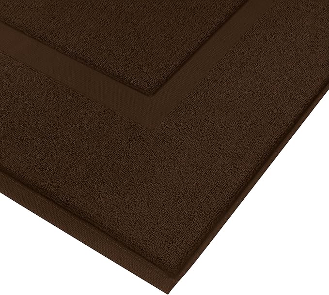Utopia Towels Cotton Banded Rug, Bath Mats, Not a Bathroom Rug, 21 by 34 Inches, 100% Ring Spun Cotton, Highly Absorbent Shower Bathroom Floor Mat,Dark Brown, 2 Pack