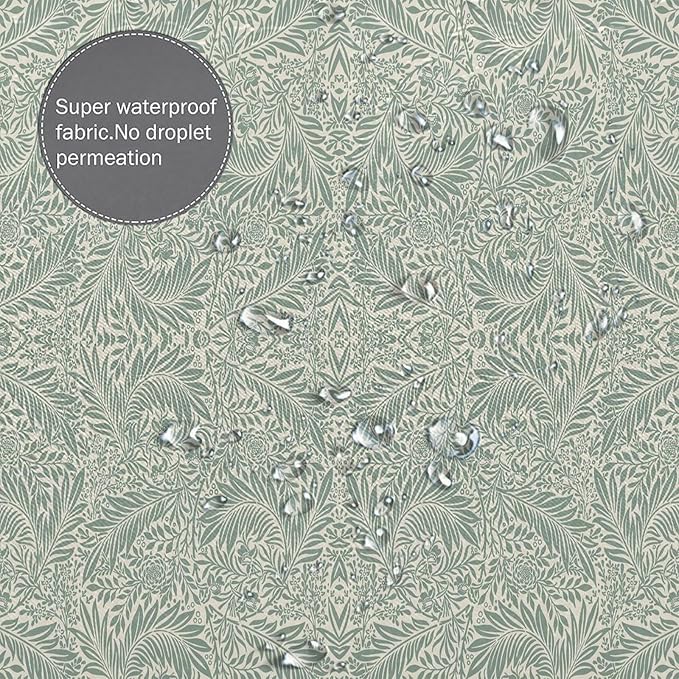 Vintage Botanical Shower Curtain William Morris Designs Green Jungle Fruit Print Shower Curtain Set Polyester Interior Waterproof Shower Curtain with 12 Hooks 72x72 Inches(183x183cm)
