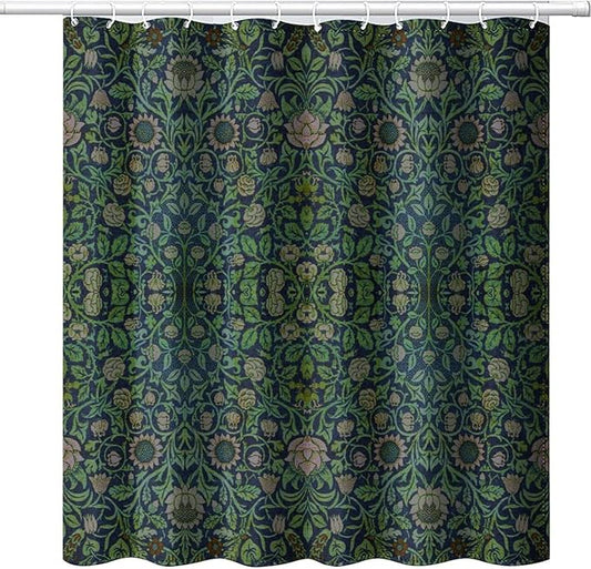 William Morris Original Design Vintage Shower Curtain Furniture Bathroom Fabric Decorations Washable Shower Curtain with Hooks 72x78 Inches(183x200cm), Style-9