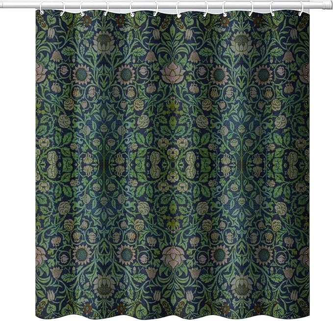 William Morris Original Design Vintage Shower Curtain Furniture Bathroom Fabric Decorations Washable Shower Curtain with Hooks 72x84 Inches(183x214cm), Style-9