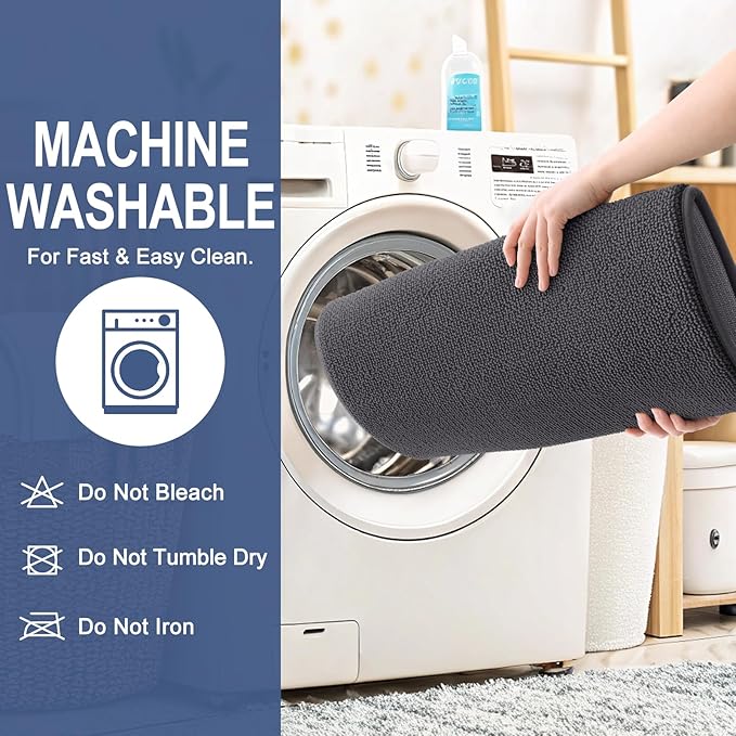 OLANLY Thick Memory Foam Bath Mat Rug 40x32, Extra Soft Absorbent Bathroom Rug, Quick Dry Bath Mats, Non-Slip, Machine Washable Carpet for Bathroom, Tub and Shower, Home Decor Accessories, Dark Grey