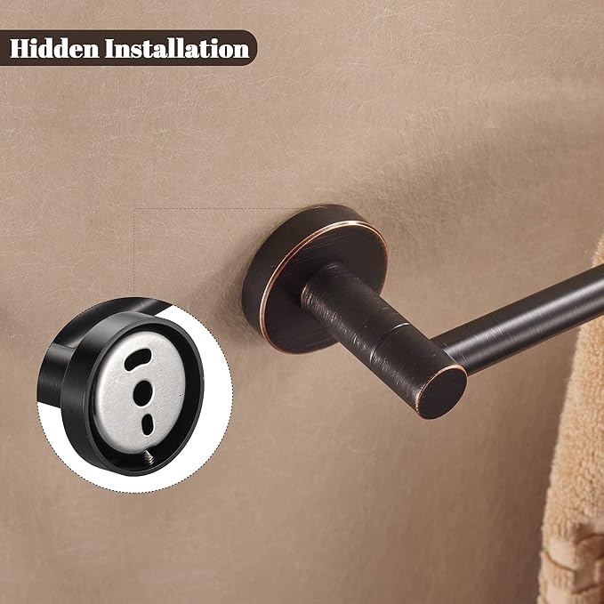 BigBig Home Bronze Towel Bar, Adjustable 15 to 24 Inch Towel Holder for Bathroom, Bath Towel Rack Farmhouse Wall Mounted Rustic Oil Rubbed ORB