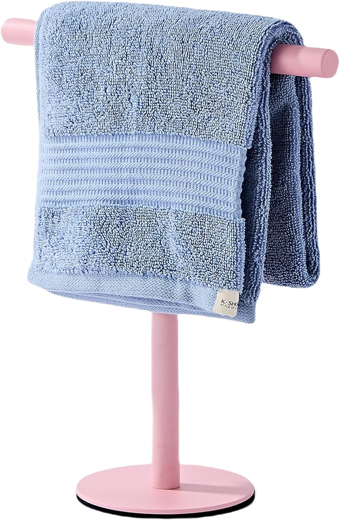 Pink Bathroom Hand Towel Holder Stand???T-Shape Hand Towel Holder Stand SUS304 Stainless Steel for Bathroom???Kitchen or Vanity Countertop