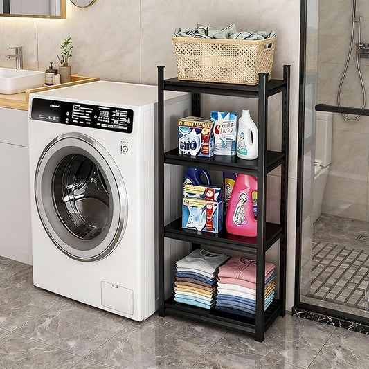 4-Tier Bathroom Storage Shelves, Adjustable Bathroom Organizers and Storage Stand, Heavy Duty Metal Shelving Unit , Classic Open Floor Utility Shelf for Laundry ,Kitchen,Living Room (10"D*16"W*54"H)