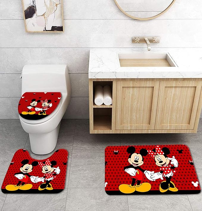 4Pcs Shower Curtain Set with Non-Slip Rugs, Toilet Lid Cover and Bath Mat, Waterproof Polyester Fabric Bathroom Curtain with 12 Hooks, 72 x 72inch1