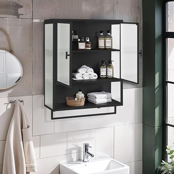 Medicine Cabinet,Medicine Cabinets for Bathroom with Mirror Doors Shelf,Bathroom Cabinet Wall Mounted Wooden Bathroom Storage Cabinet Bathroom Cabinet Kitchen (Black4)