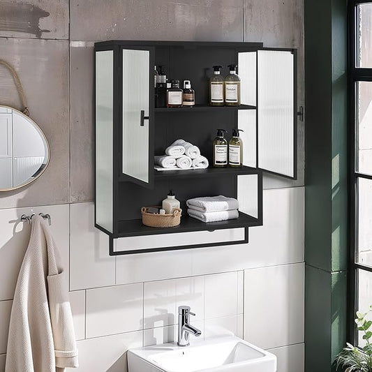 Medicine Cabinet,Medicine Cabinets for Bathroom with Mirror Doors Shelf,Bathroom Cabinet Wall Mounted Wooden Bathroom Storage Cabinet Bathroom Cabinet Kitchen (Black4)