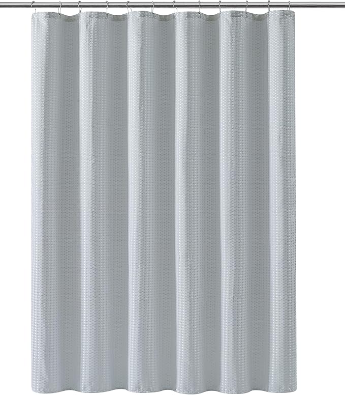 Luxury Dobby Weave Shower Curtain Elegant Hotel Style Fabric for Bathroom, Water Repellent, Machine Washable Light Grey Dobby