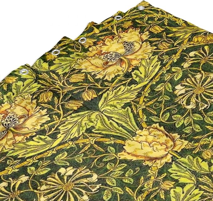 Retro Flower Shower Curtains William Morris Vintage Country Boho Flower Art Print Shower Curtains 66""×72"" Inch, Style-3