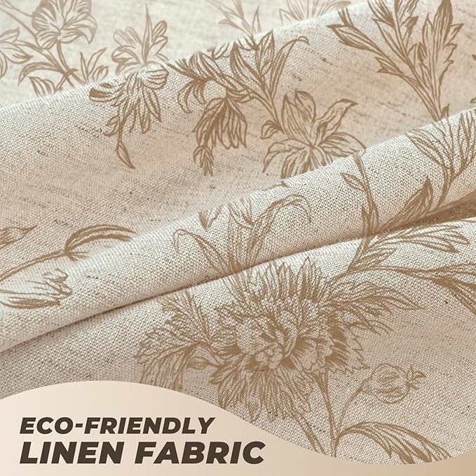 Floral Shower Curtain Beige Linen Shower Curtain Rustic Vintage Shower Curtains Boho Farmhouse Shower Curtains for Bathroom French Country Cottagecore