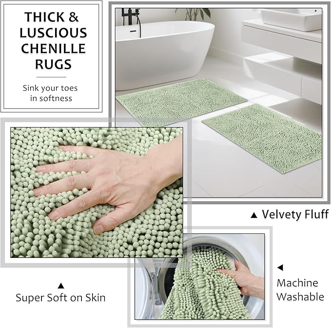 XLHOMO Light Green Bathroom Sets with Shower Curtain and Rugs, 8-Piece Resin Bathroom Accessories Sets Complete, Soap Dispenser, Toothbrush Holder, Tumbler, Tray & Apothecary Jars Bathroom Essentials