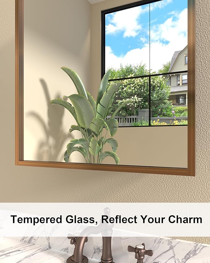 16x24 Inch Recessed or Surface Mount Medicine Cabinet Mirror with Vintage Bronze Carving & Hand-Painted Aluminum Frame, All-Metal Construction, 2 Shelves, Arched Mirror for Bathroom, Entryway, Hallway