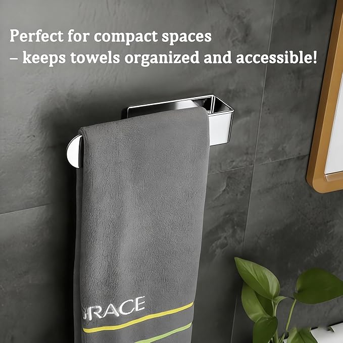 SEIDO Hand Towel Holder, Heavy Duty Self Adhesive Towel Bar ?€? No Drill Stick on Wall, SUS 304 Stainless Steel Towel Rack for Small Bathroom, Kitchen, RV, Polished Chrome