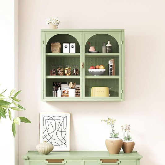 Medicine Cabinet,Medicine Cabinets for Bathroom with Glass Doors Shelf,Bathroom Cabinet Wall Mounted Wooden Bathroom Storage Cabinet Bathroom Cabinet Kitchen (Green3)