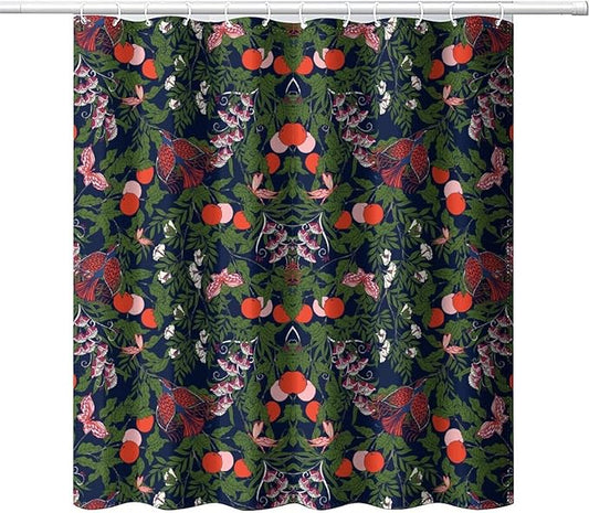 Bohemia William Morris Art Shower Curtain, Flowers Birds and Berries Retro Shower Curtain Sets for Bathroom Fabric Bath Curtain Washable 12 Hooks 66x72 Inches(168x183cm), Style-6