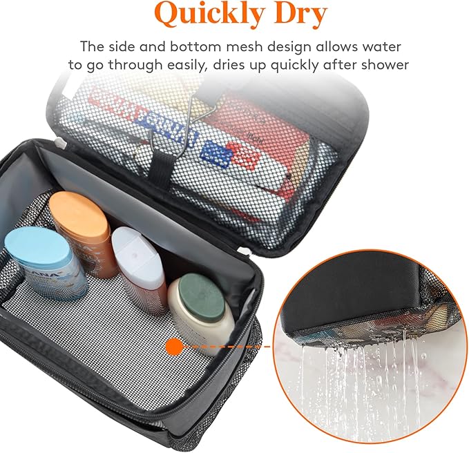 Lifewit Shower Bag Mesh Shower Caddy Portable College Dorm Room Essentials Tote Bag for Bathroom, Gym, Travel, Camping Quick Dry Hanging Shower Organizer Basket Toiletry Bag, Large, Black