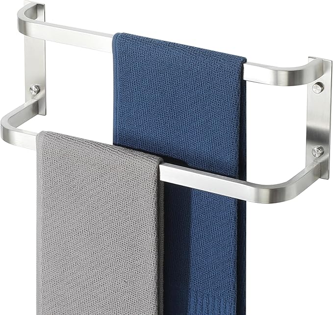 Alise Double Towel Bars for Bathroom,16'' Towel Holder Towel Racks for Bathroom Wall Mount,SUS304 Stainless Steel Double Towel Rail Towel Hanger for Walls,Brushed Nickel