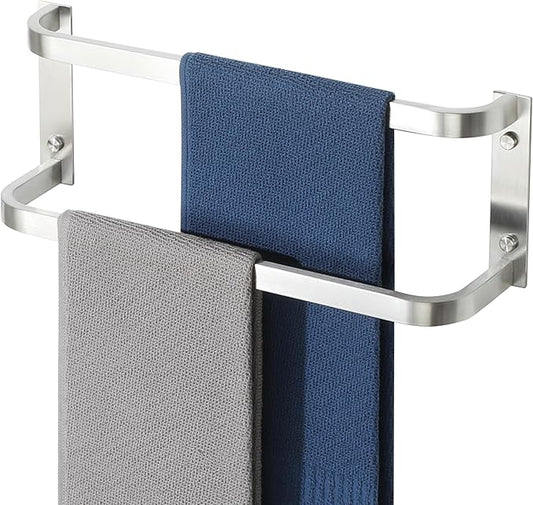 Alise Double Towel Bars for Bathroom,16'' Towel Holder Towel Racks for Bathroom Wall Mount,SUS304 Stainless Steel Double Towel Rail Towel Hanger for Walls,Brushed Nickel